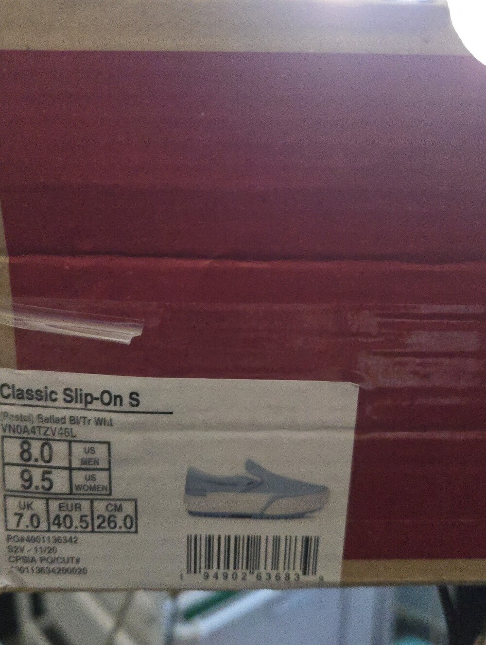 Vans Classic Slip On Women 9.5 Platform Pastel White And Light Blue 072026 - Picture 8 of 8